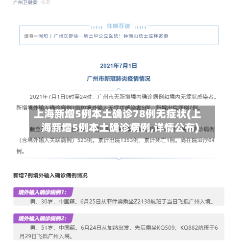 上海新增5例本土确诊78例无症状(上海新增5例本土确诊病例,详情公布)