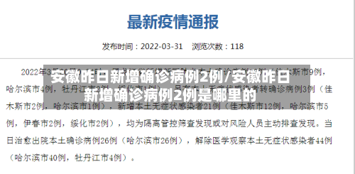 安徽昨日新增确诊病例2例/安徽昨日新增确诊病例2例是哪里的