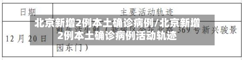 北京新增2例本土确诊病例/北京新增2例本土确诊病例活动轨迹
