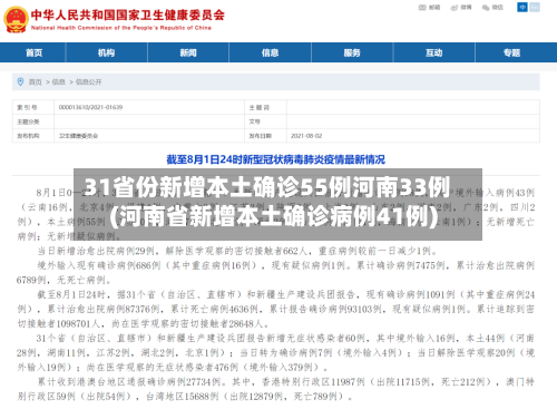 31省份新增本土确诊55例河南33例(河南省新增本土确诊病例41例)