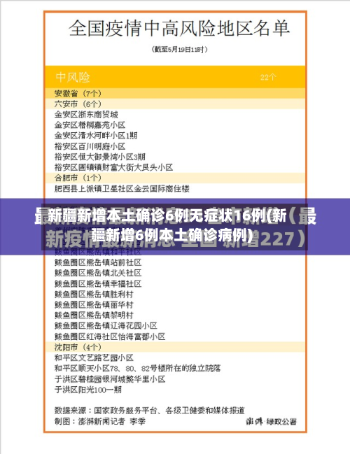 新疆新增本土确诊6例无症状16例(新疆新增6例本土确诊病例)-第2张图片