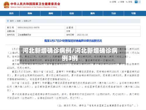 河北新增确诊病例/河北新增确诊病例3例