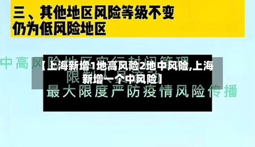 【上海新增1地高风险2地中风险,上海新增一个中风险】-第1张图片