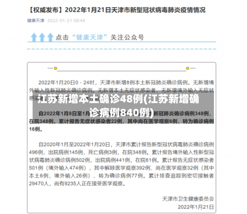 江苏新增本土确诊48例(江苏新增确诊病例840例)