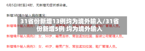 31省份新增13例均为境外输入/31省份新增5例 均为境外输入-第2张图片