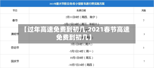 【过年高速免费到初几,2021春节高速免费到初几】-第1张图片