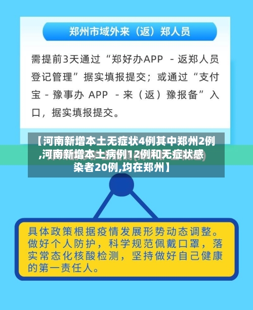 【河南新增本土无症状4例其中郑州2例,河南新增本土病例12例和无症状感染者20例,均在郑州】