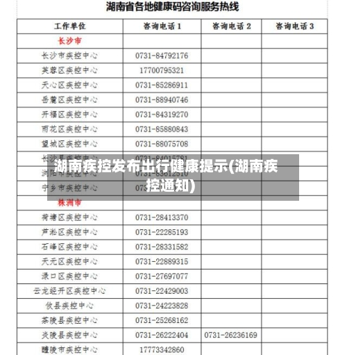 湖南疾控发布出行健康提示(湖南疾控通知)-第1张图片