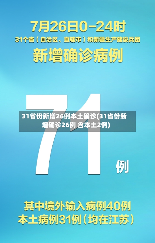 31省份新增26例本土确诊(31省份新增确诊26例 含本土2例)