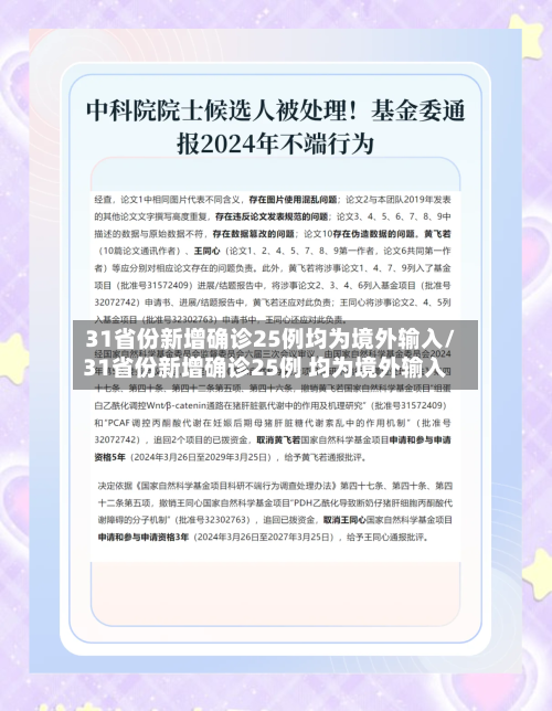 31省份新增确诊25例均为境外输入/31省份新增确诊25例 均为境外输入
