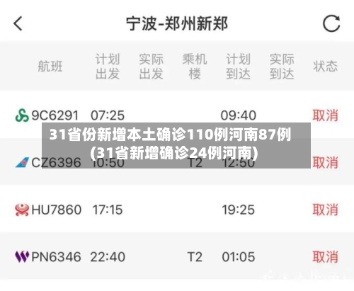 31省份新增本土确诊110例河南87例(31省新增确诊24例河南)