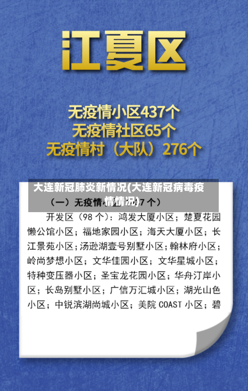 大连新冠肺炎新情况(大连新冠病毒疫情情况)