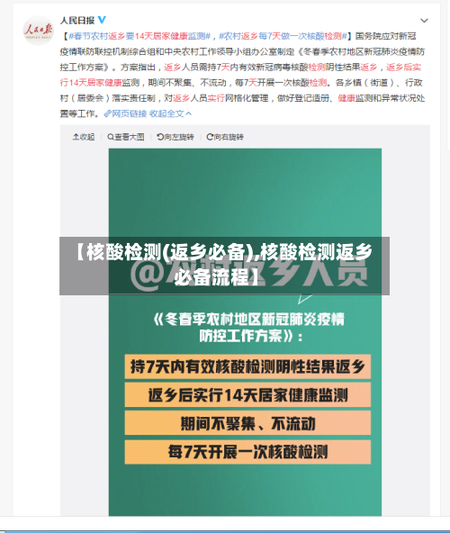 【核酸检测(返乡必备),核酸检测返乡必备流程】