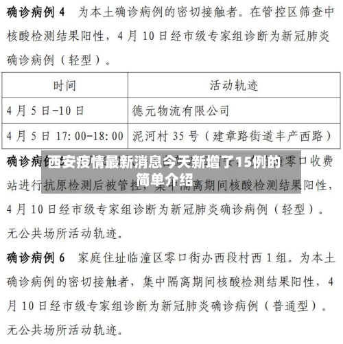 西安疫情最新消息今天新增了15例的简单介绍