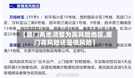【厦门两地调整为高风险地区,厦门高风险还是低风险】-第2张图片