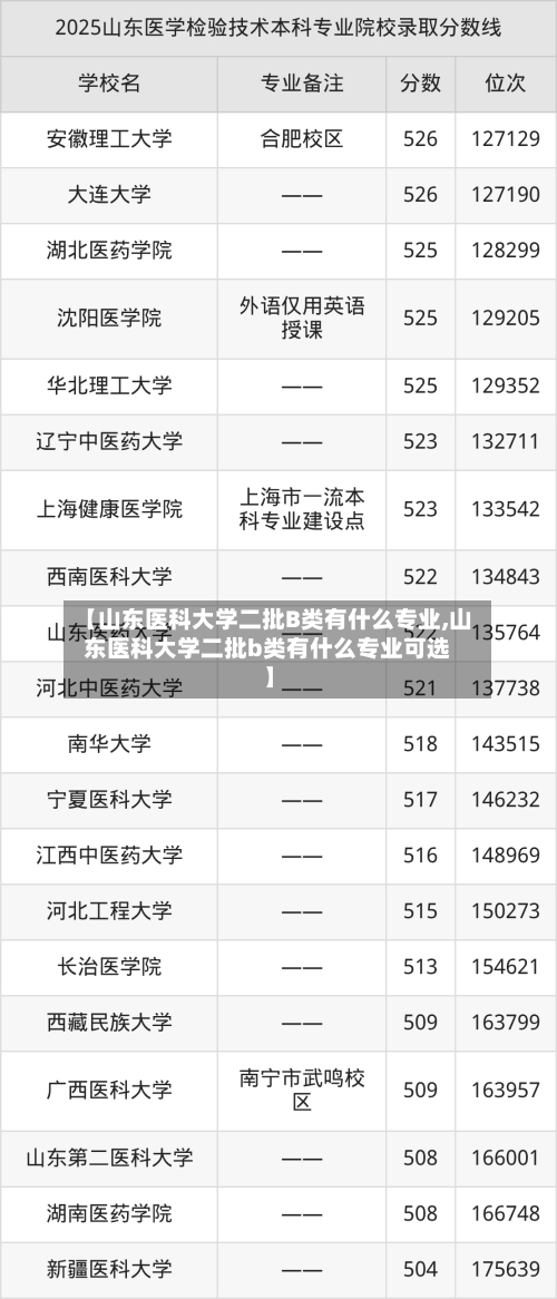 【山东医科大学二批B类有什么专业,山东医科大学二批b类有什么专业可选】-第1张图片