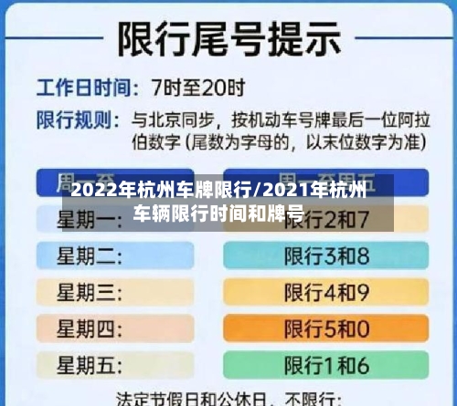 2022年杭州车牌限行/2021年杭州车辆限行时间和牌号-第1张图片