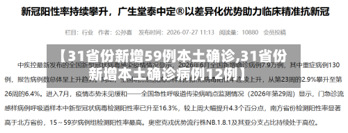 【31省份新增59例本土确诊,31省份新增本土确诊病例12例】-第1张图片