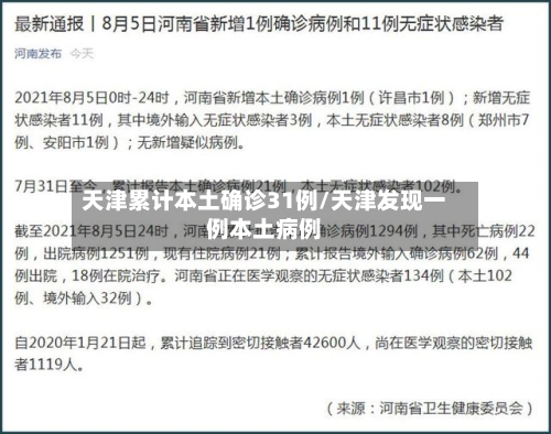 天津累计本土确诊31例/天津发现一例本土病例