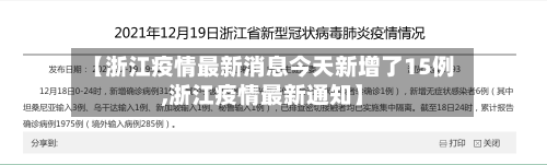 【浙江疫情最新消息今天新增了15例,浙江疫情最新通知】