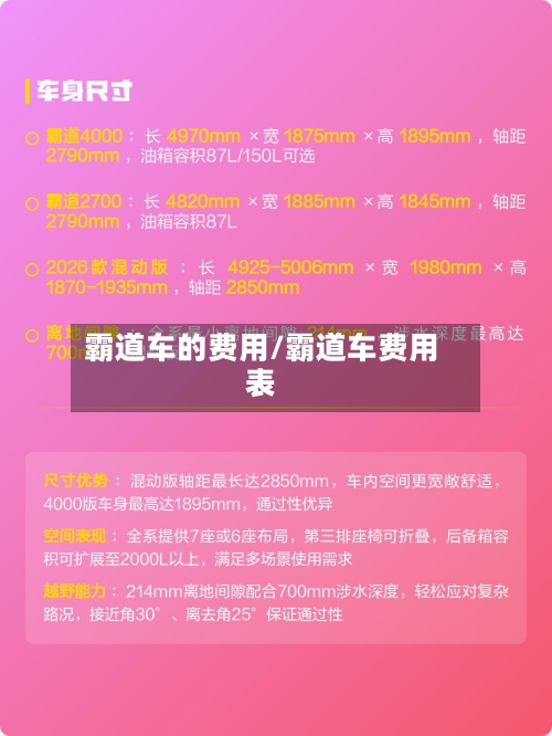 霸道车的费用/霸道车费用表-第2张图片